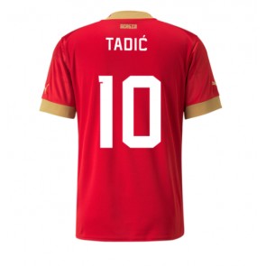Serbien Dusan Tadic #10 Replika Hjemmebanetrøje VM 2022 Kortærmet